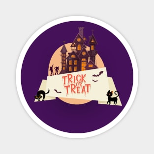 Halloween Trick or Treat I Halloween Castle I Halloween Black Cats I Halloween Global Trendy Costumes Magnet